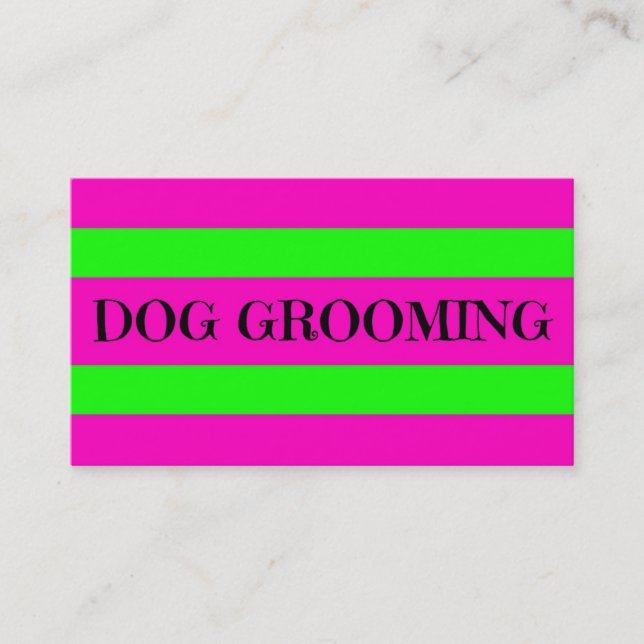 Hund Grooming Neon Grönt och Shock rosa Visitkort (Framsida)