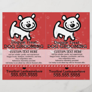 Hund Grooming.Pet Groomer.2 för 1.Anpassade. Reklamblad
