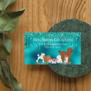 Hund Grooming Pet Sitta Glitter Robin's äggblått Magnetiska Visitkort