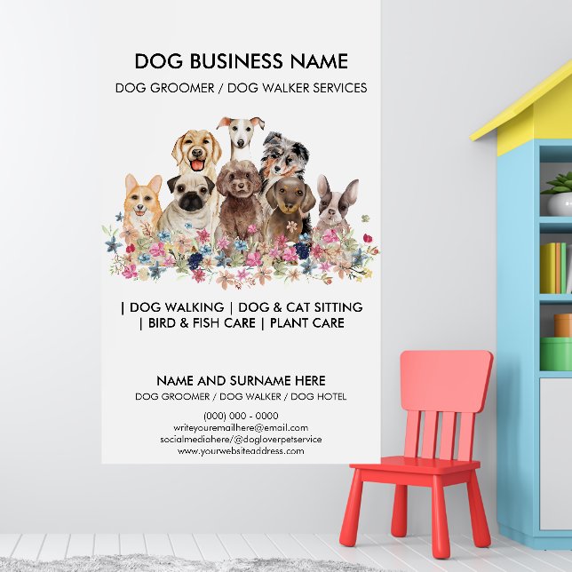 Hund grooming pet vinter Hund walker business Poster (Barnkammare 1)