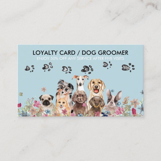 Hund Grooming Petvakt Sale Loyalty Tass slår Visitkort (Framsida)
