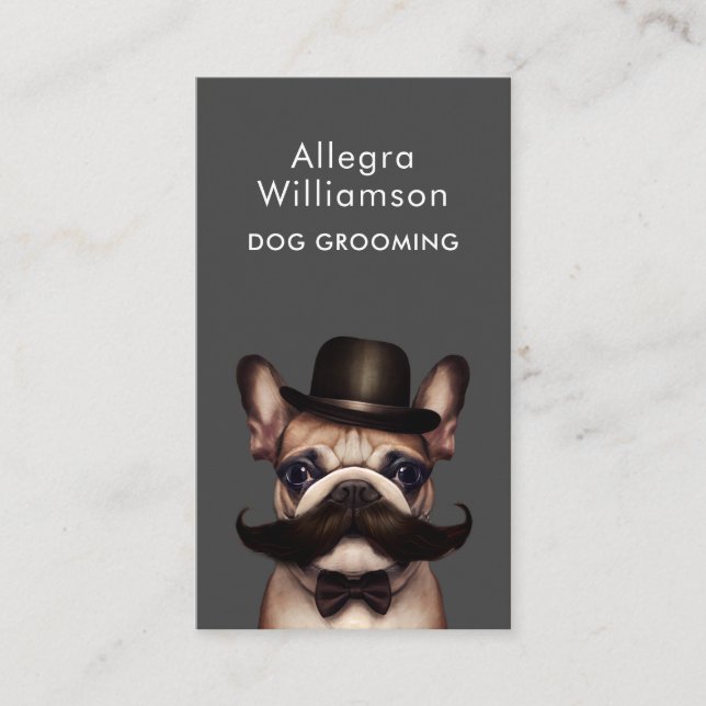 Hund Grooming QR-kod lustig Fransk Bulldog Visitkort (Framsida)