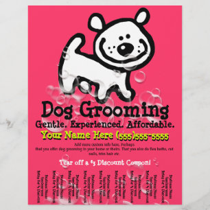 Hund Grooming.Reklamtjänst för sällskapsdjur. Reklamblad