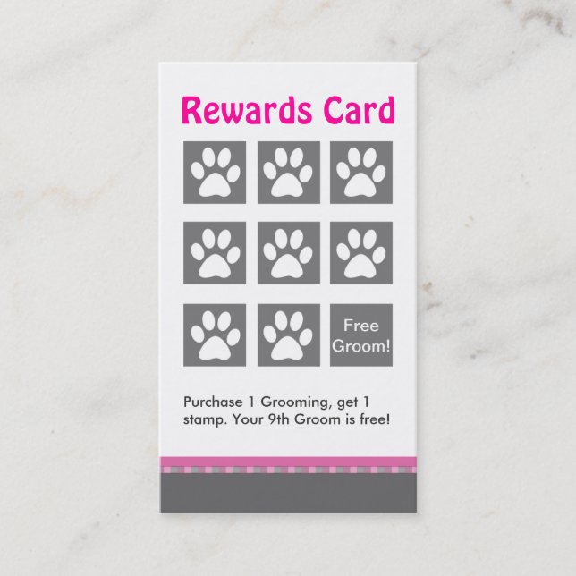 Hund Grooming Rewards Card - anpassningsbart Lojalitetskort (Framsida)