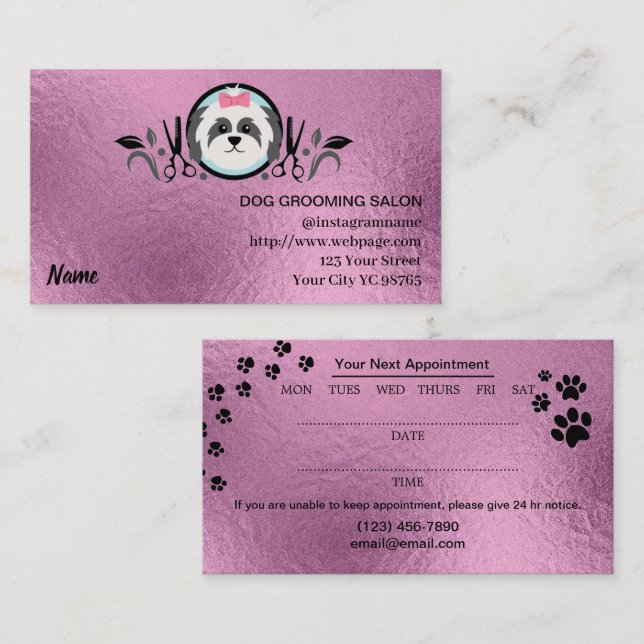 Hund grooming Salon Affärskort Visitkort (Fram/baksida)