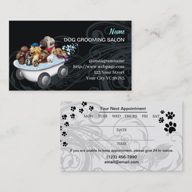 Hund grooming Salon Affärskort Visitkort (Fram/baksida)