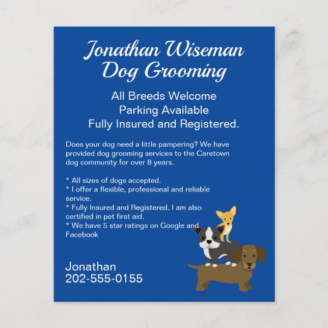 Hund Grooming Salon Business Flygblad (Framsidan)