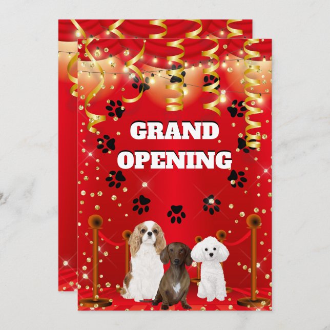 Hund grooming salon grand open VIP party Inbjudningar (Fram/baksida)