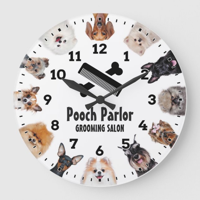 Hund Grooming Salon-Pet Groomer-Personlig-klocka Stor Klocka (Framsida)