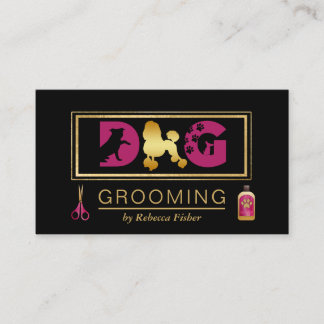 Hund Grooming Services Black Rosa Affärskort Visitkort