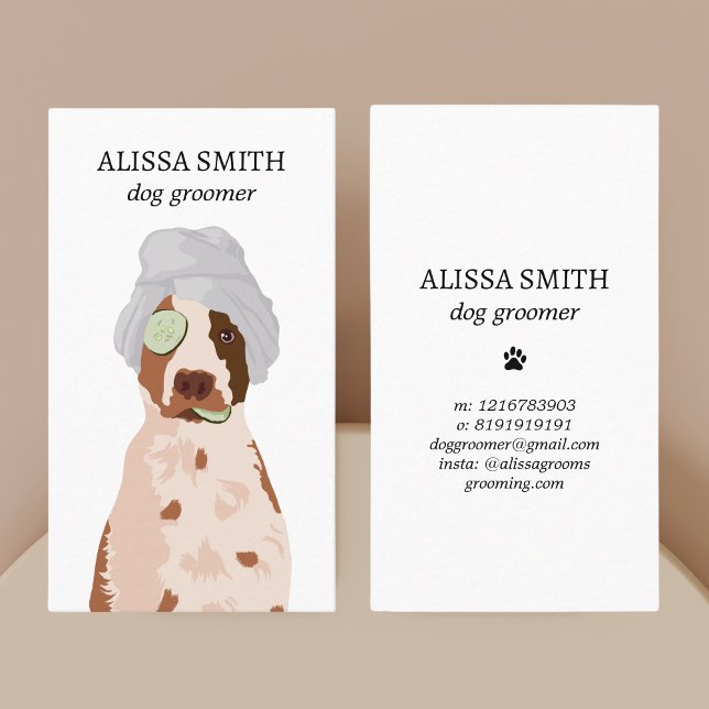 Hund Grooming Spa Funny Aesthetic Visitkort (Dog Groomer Spa Business Card)