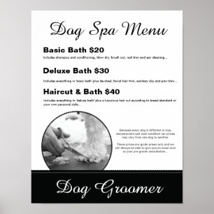 Hund Grooming Spa Menu - Anpassningsbar Poster