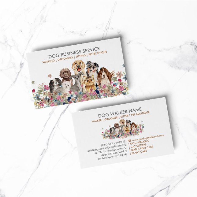 Hund Grooming Walking Sitta Service elegant Visitkort (pet animal dog cat veterinary farm)