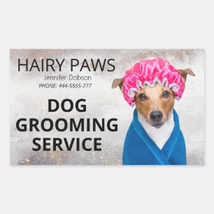 Hund Grooming Watercolor Business Sticker Lakan Rektangulärt Klistermärke
