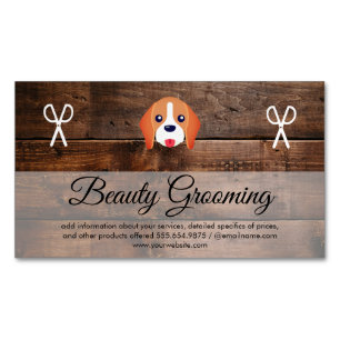 Hund Grooming Wood Panels Magnetiska Visitkort