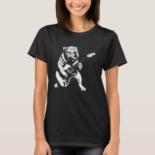 Hund Guitarist Guitar - English Bulldog Pappa Mamm T Shirt