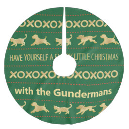 Hund Guld Cat Hårig jul Julgransmatta Borstad Polyester