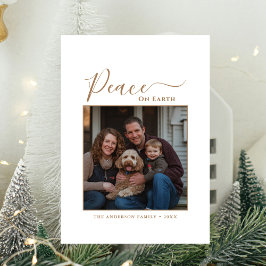 Hund Guld Peace on Earth Family Photo jul Julkort