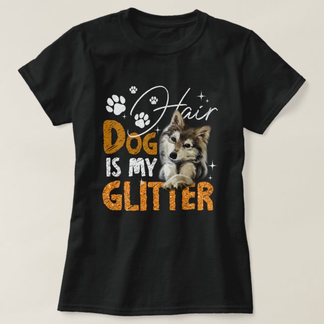 Hund Hair är min Glitter Siberian husky  T Shirt (Design framsida)