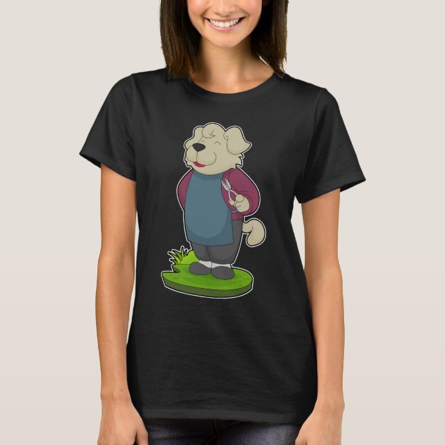 Hund Hairdresser Scissors T Shirt (Framsida)