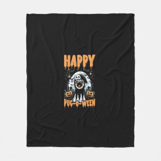 Hund Halloween 2024 Bus eller godis Pug Halloween Fleecefilt