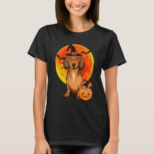 Hund Halloween Brown Dachshund Jack o lantern Pump T Shirt