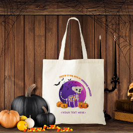 Hund Halloween Bus eller godis Tote Bag Tygkasse