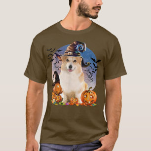 Hund Halloween Corgi Jack o lantern Pumpkin Måne T Shirt