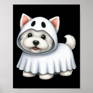 Hund Halloween Costume Ghost Väster Highland Terri Poster