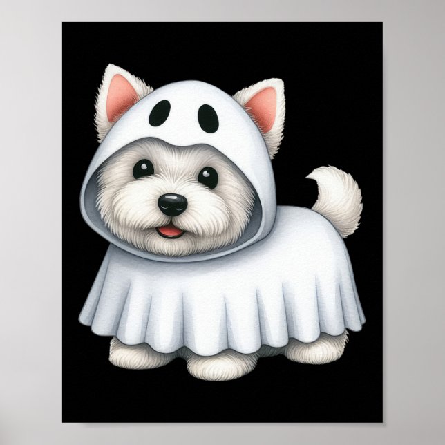 Hund Halloween Costume Ghost Väster Highland Terri Poster (Framsidan)