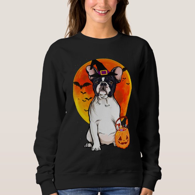 Hund Halloween Fransk Bulldog Jack o lantern Pumpk T Shirt (Framsida)