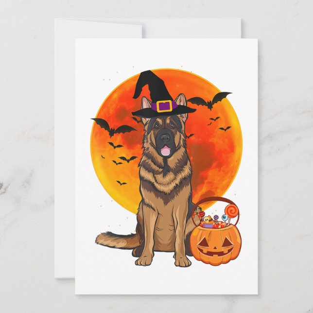 Hund Halloween German Shepherd Jack Lantern Pumpk Spara Datumet (Framsida)