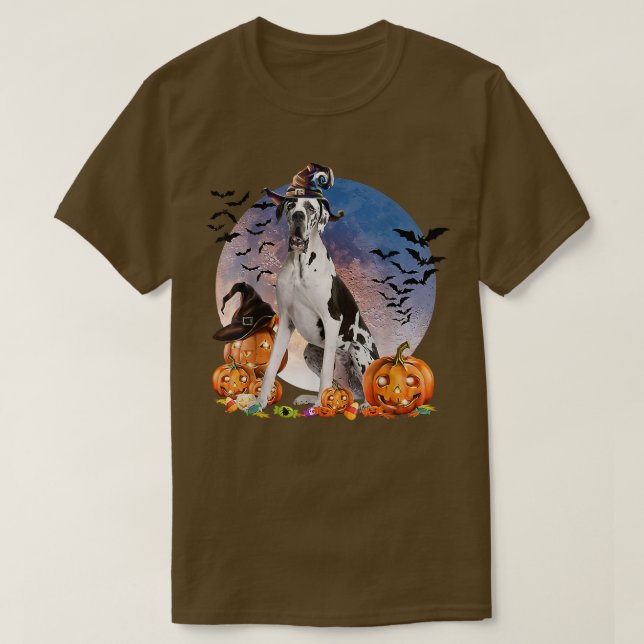 Hund Halloween Great dane Jack o lantern Pumpkin M T Shirt (Design framsida)