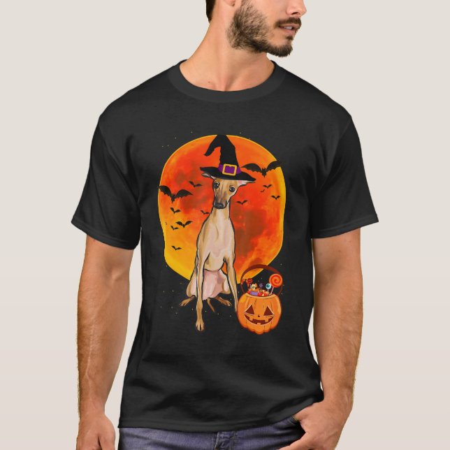 hund halloween italian greyhound jack o lantern pu t shirt (Framsida)