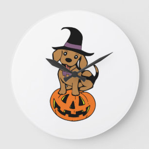 hund halloween pumpa ansikte stor klocka