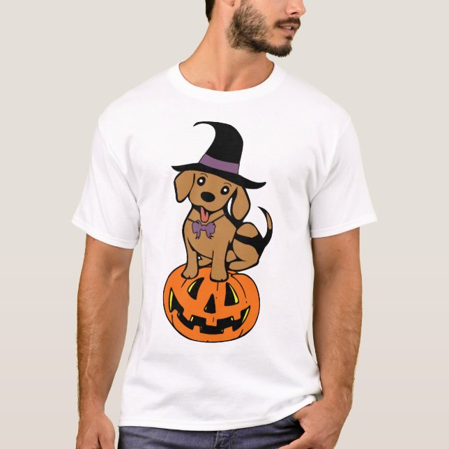 hund halloween pumpa ansikte t shirt (Framsida)
