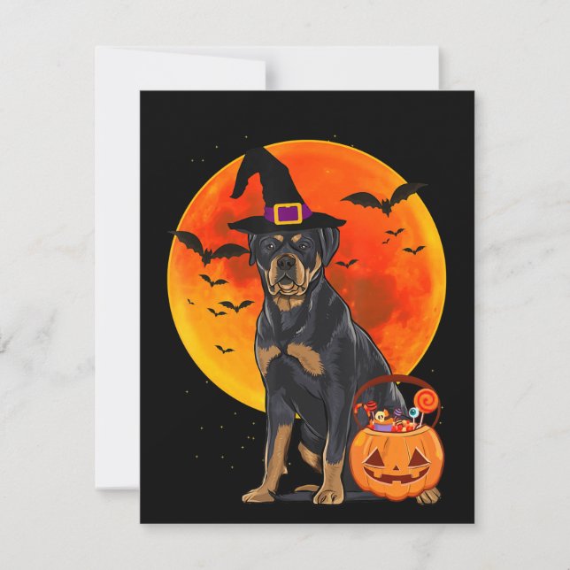 hund halloween ruttweiler jack o lantern pumpa inbjudningar (Framsida)