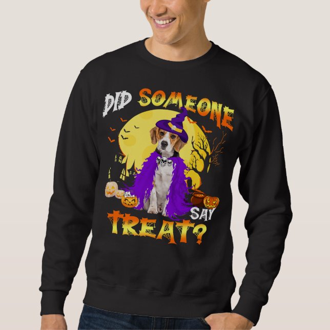 hund halloween sa att man skulle behandla lång ärmad tröja (Framsida)