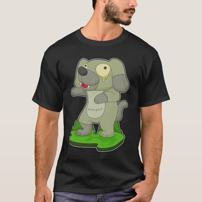 Hund Halloween Zombie T Shirt (Framsida)