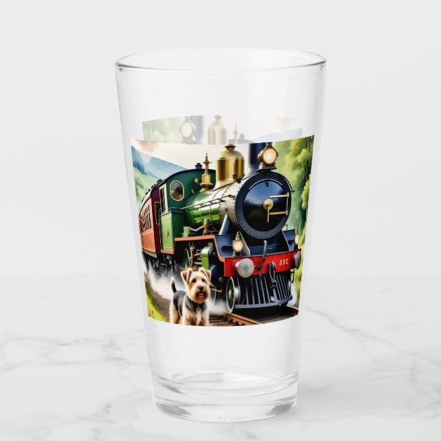 Hund Hälsar ånglok Glaskopp (Framsida)