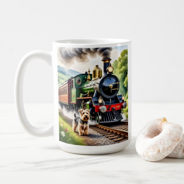 Hund Hälsar ånglok Kaffemugg (Med munk)