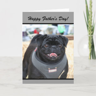 Hund-hälsningskort för Lycklig Fars dag Black Pug Kort