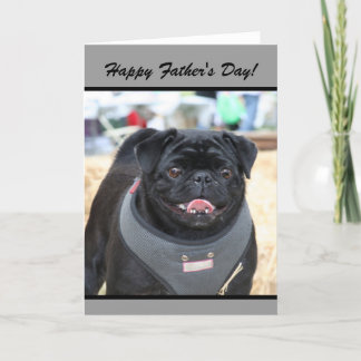 Hund-hälsningskort för Lycklig Fars dag Black Pug Kort