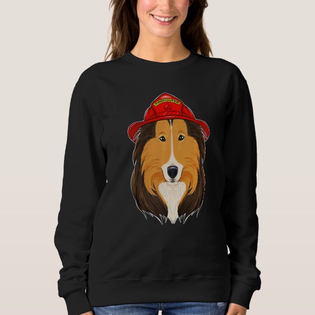 Hund Handler I Fireman Hund I Firefighter Collie T Shirt (Framsida)