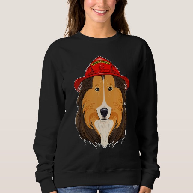 Hund Handler I Fireman Hund I Firefighter Collie T Shirt (Framsida)