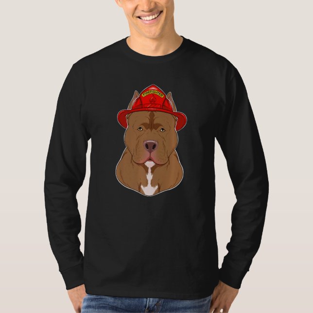Hund Handler I Fireman Hund I Firefighter Pitbull T Shirt (Framsida)