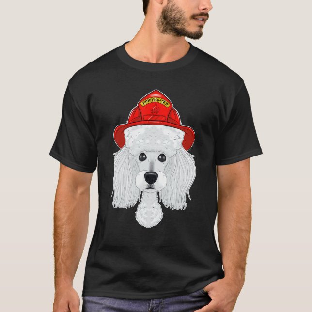 Hund Handler I Fireman Hund I Firefighter Pudel T Shirt (Framsida)