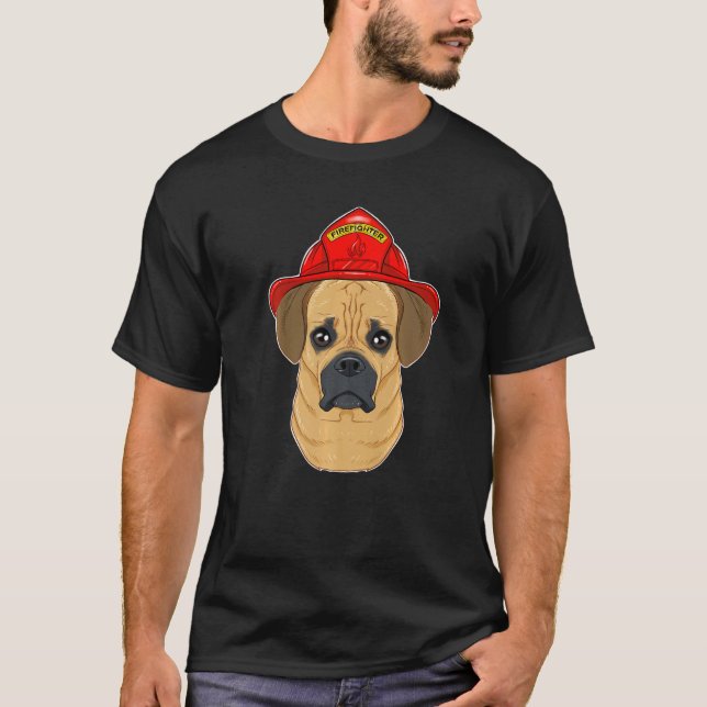 Hund Handler I Fireman Hund I Firefighter Puggle T Shirt (Framsida)