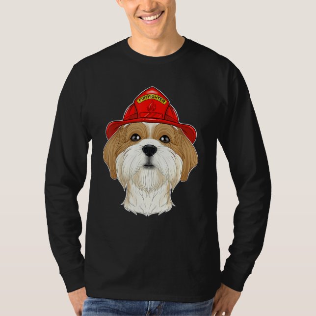 Hund Handler I Fireman Hund I Firefighter Shih Tz T Shirt (Framsida)