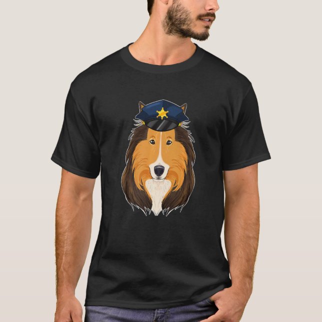 Hund Handler I Police Hund I Police Collie T Shirt (Framsida)